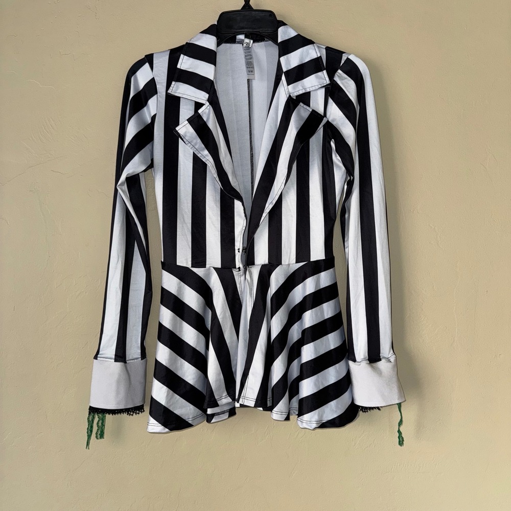 Forplay Beetlejuice Cosplay Costume Top Women's S/M Striped Sexy‎